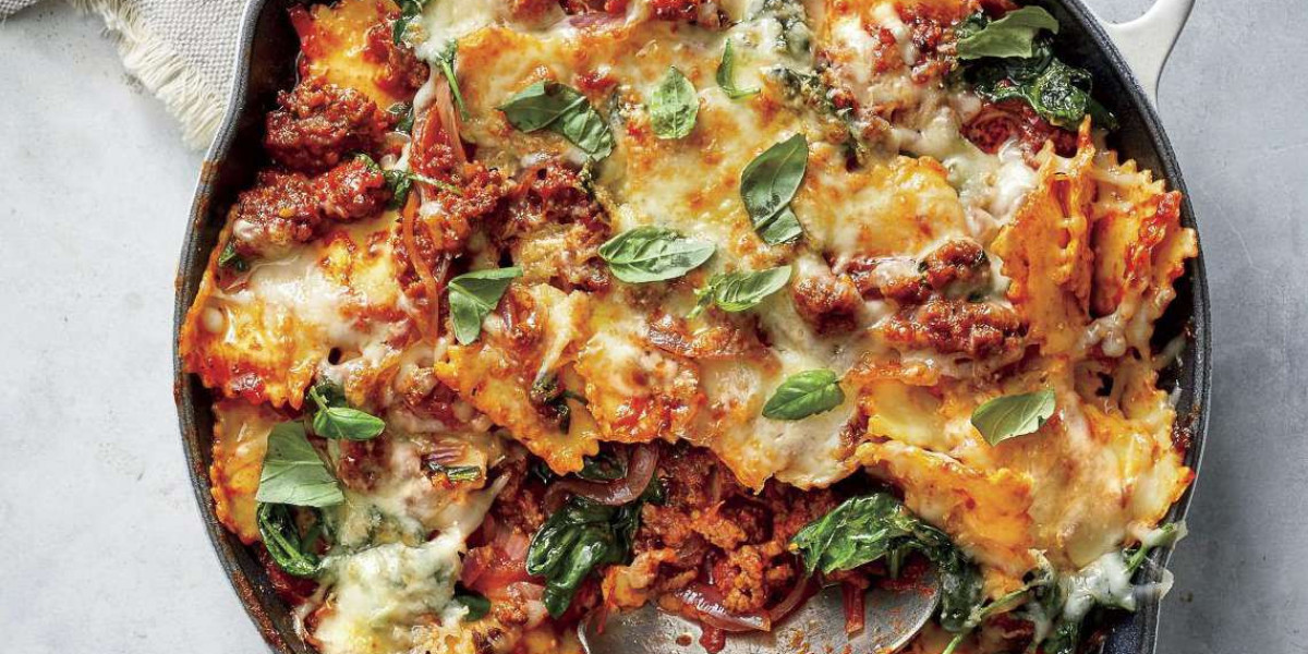 Spinach Cheese Ravioli Sauce and Hanger Steak in the Oven for a Complete Dinner