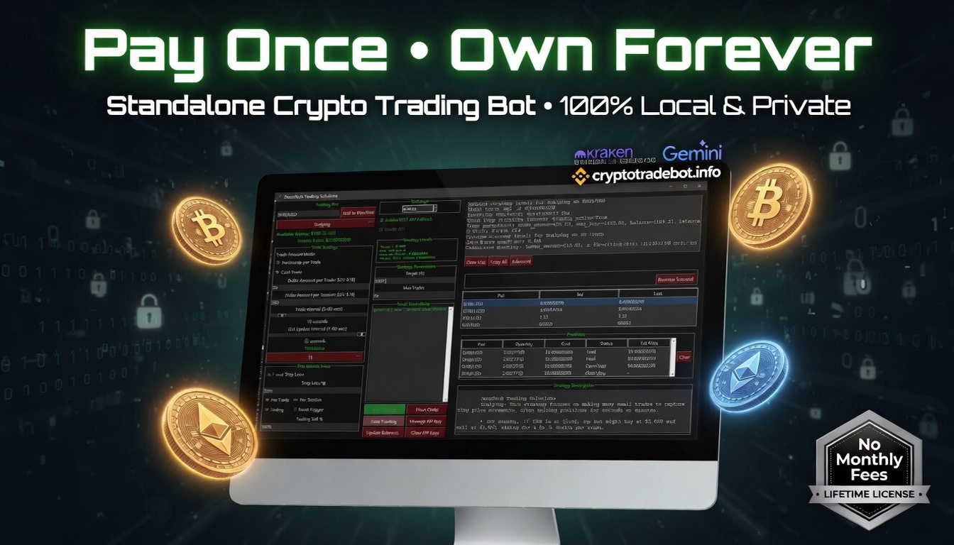 Standalone Crypto Trading Bot for Kraken, Binance.US, Gemini